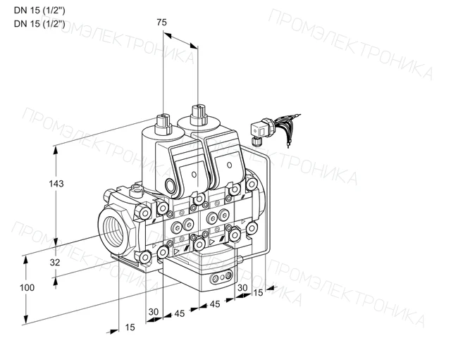 Kromschroder VCH 1E15R/15R05FNHEVWR/PPPP/PPPP — двойной электромагнитный газовый клапан — 88107443