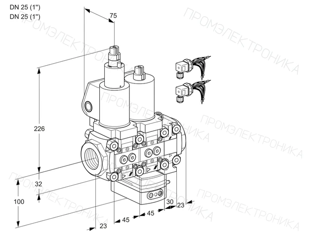 Kromschroder VCH 1E25R/25R05LHEVWSL8/PPPP/PPPP — двойной электромагнитный газовый клапан — 88106738