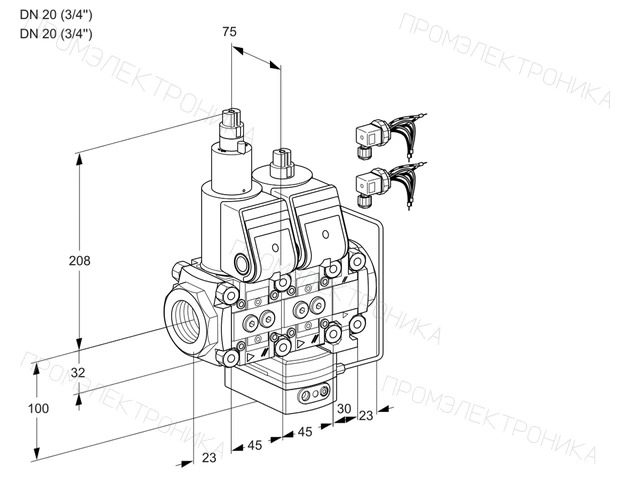 Kromschroder VCH 1E20R/20R05LHEVWR6/PPPP/PPPP — двойной электромагнитный газовый клапан — 88107503