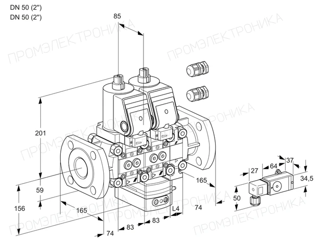 Kromschroder VCH 3E50F/50F05NHEVWSR3/-3PP/PPPP — двойной электромагнитный газовый клапан — 88106343