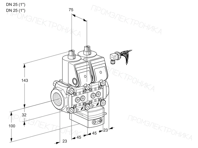 Kromschroder VCH 1E25R/25R05NHEWR/PPPP/PPPP — двойной электромагнитный газовый клапан — 88101079