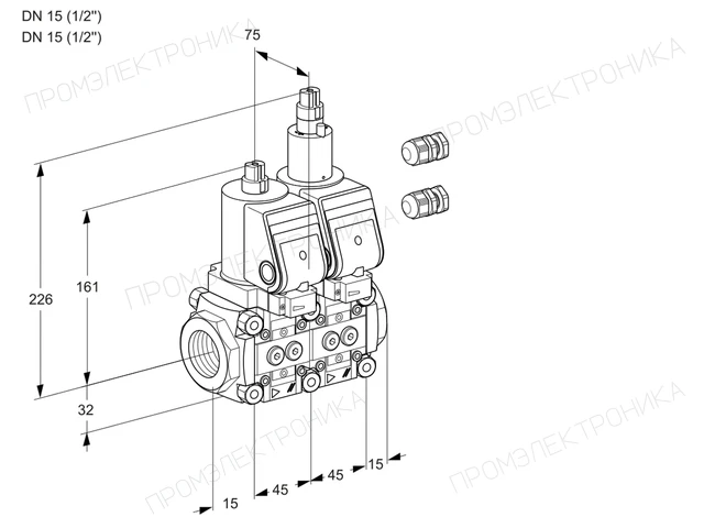 Kromschroder VCS 1E15R/15R05NLWSR3/PPPP/PPPP — двойной электромагнитный газовый клапан — 88102615