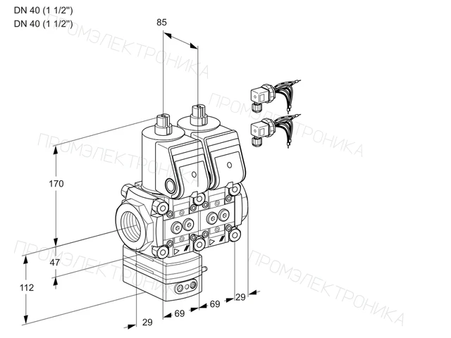 Kromschroder VCG 2E40R/40R05GENWR6/PPPP/PPPP — двойной электромагнитный газовый клапан — 88104294