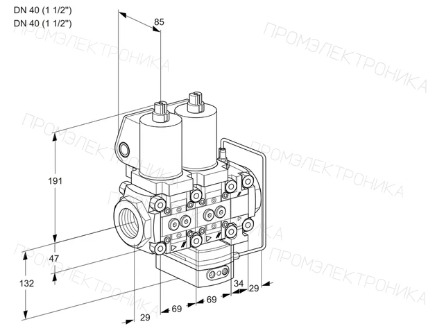 Kromschroder VCH 2T40N/40N05NHAVQGL/MMMM/PPPP — двойной электромагнитный газовый клапан — 88103667