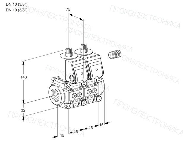 Kromschroder VCS 1T10N/10N05NNWR/PPPP/PPPP — двойной электромагнитный газовый клапан — 88106525