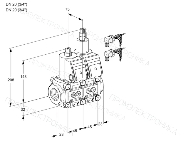 Kromschroder VCS 1E20R/20R05NLKR6/PPPP/PPPP — двойной электромагнитный газовый клапан — 88105271