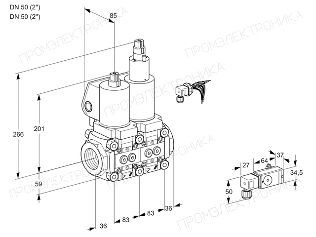 Kromschroder VCS 3E50R/50R05NLQSL/PPPP/3-PP — двойной электромагнитный газовый клапан — 88105303