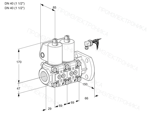 Kromschroder VCS 2E40R/40F05NNWL/PPPP/PPPP — двойной электромагнитный газовый клапан — 88107712