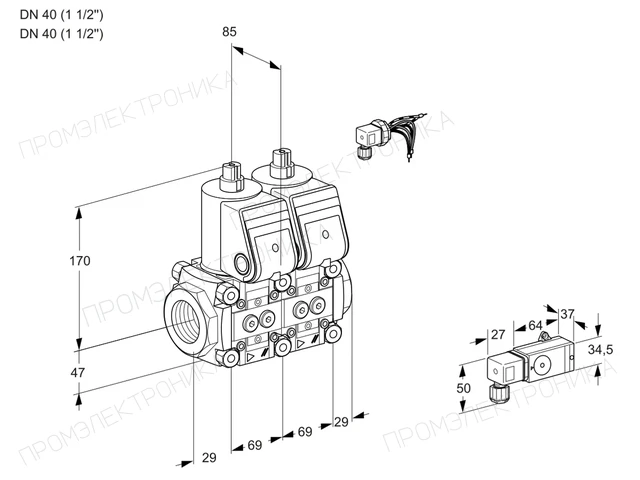 Kromschroder VCS 2E40R/40R05NNKR/-2PP/PPPP — двойной электромагнитный газовый клапан — 88102802