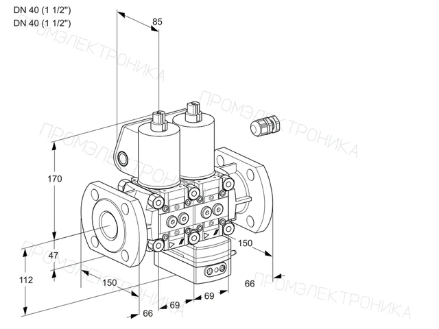 Kromschroder VCG 2E40F/40F05NGEWL/PPPP/PPPP — двойной электромагнитный газовый клапан — 88105012