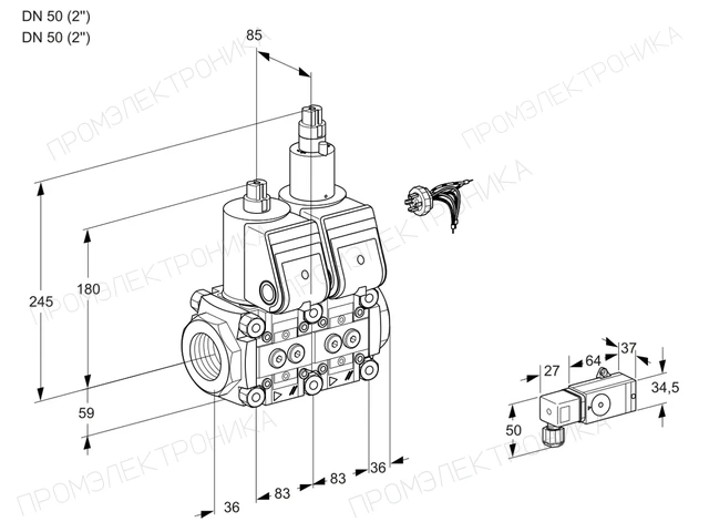 Kromschroder VCS 3E50R/50R05NLWR/2-PP/PPPP — двойной электромагнитный газовый клапан — 88100179