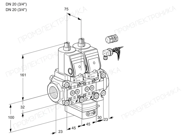 Kromschroder VCH 1E20R/20R05NHEVWGR8/PPPP/PPPP — двойной электромагнитный газовый клапан — 88103137