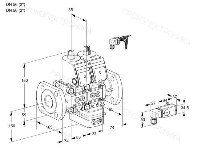 Kromschroder VCV 3E50F/50F05NVKWR/2-PP/PPPP — двойной электромагнитный газовый клапан — 88103339