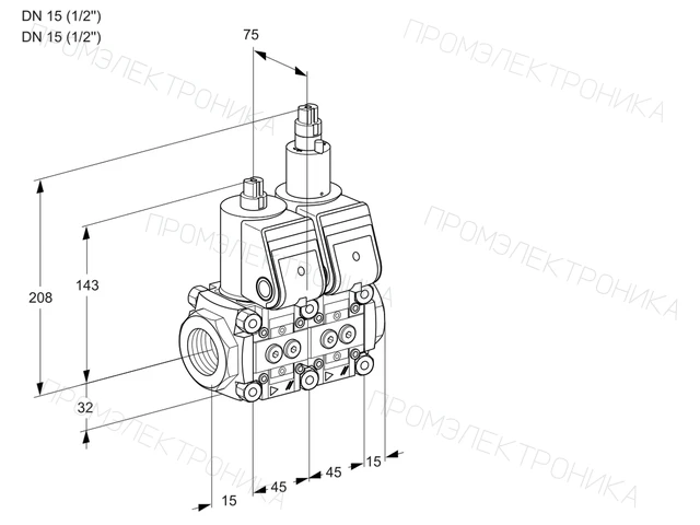 Kromschroder VCS 1T15N/15N05NLQR/PPPP/PPPP — двойной электромагнитный газовый клапан — 88100425