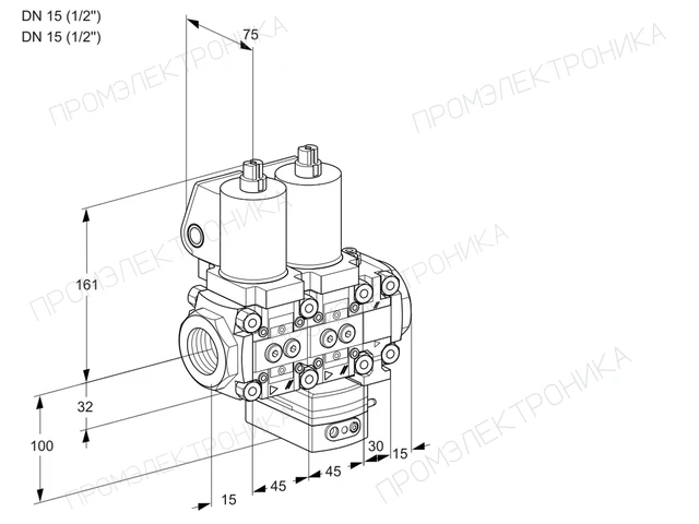 Kromschroder VCH 1T15N/15N05NHAVQSL/PPPP/PPPP — двойной электромагнитный газовый клапан — 88100553