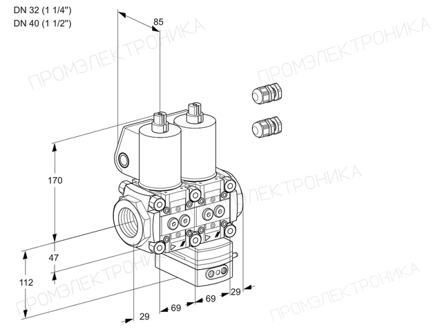 Kromschroder VCG 2E32R/40R05NGEKL3/PPPP/PPPP — двойной электромагнитный газовый клапан — 88103167
