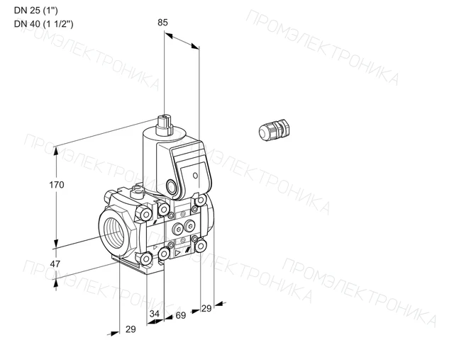 Kromschroder VAS 2E25R/40R05FNWR/PP/PP — электромагнитный газовый клапан — 88102430