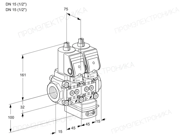Kromschroder VCH 1T15N/15N05NHAQGR/PPPP/PPPP — двойной электромагнитный газовый клапан — 88102639