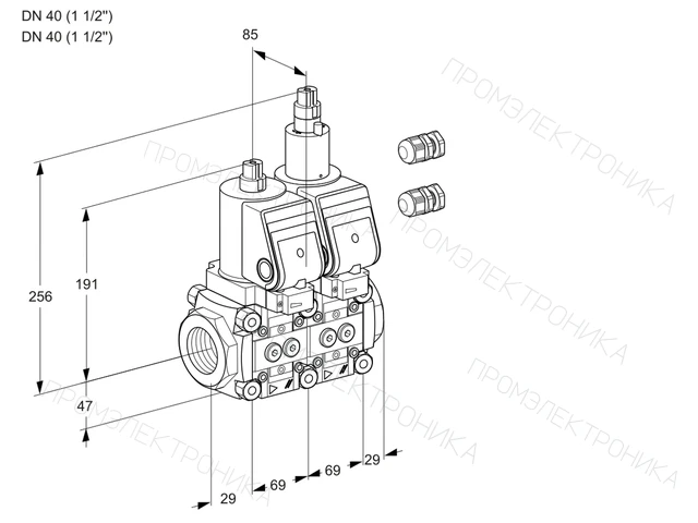 Kromschroder VCS 2E40R/40R05NLWSR3/PPPP/PPPP — двойной электромагнитный газовый клапан — 88106014