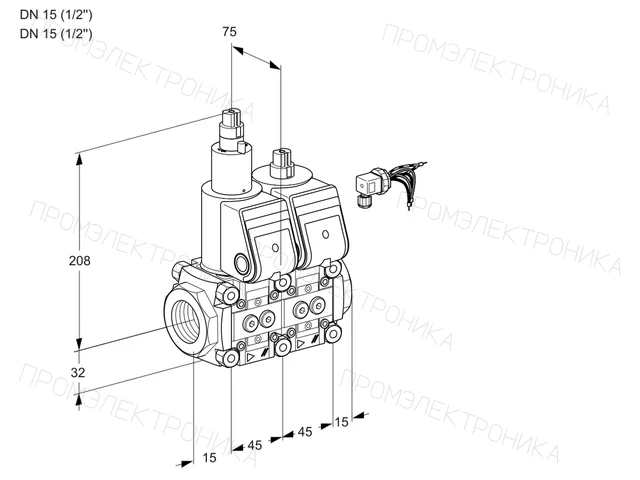 Kromschroder VCS 1E15R/15R05LNWR/PPPP/PPPP — двойной электромагнитный газовый клапан — 88102714