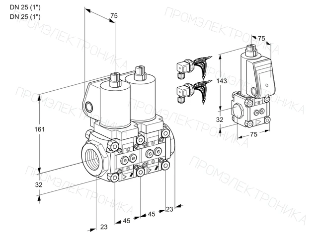 Kromschroder VCS 1E25R/25R05NNWGL8/BSPP/MMMM — двойной электромагнитный газовый клапан — 88104307