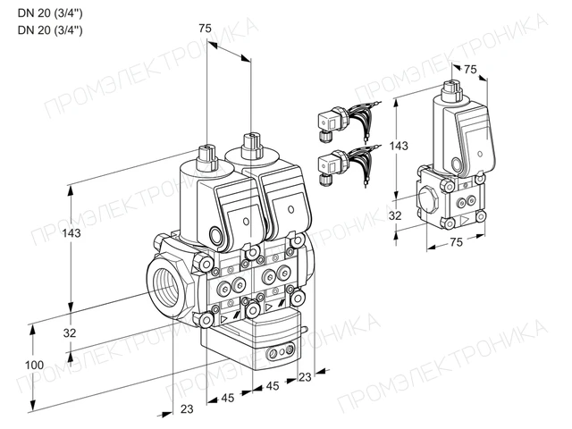 Kromschroder VCH 1E20R/20R05NHEWR6/PPPP/PPBS — двойной электромагнитный газовый клапан — 88106425