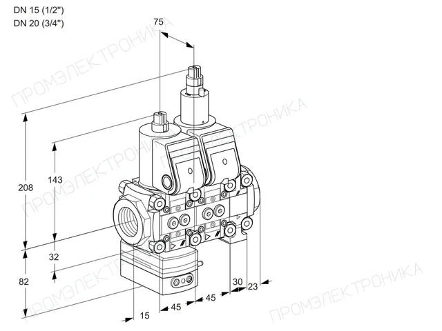Kromschroder VCG 1T15N/20N05GALVQR/PPPP/PPPP — двойной электромагнитный газовый клапан — 88103405