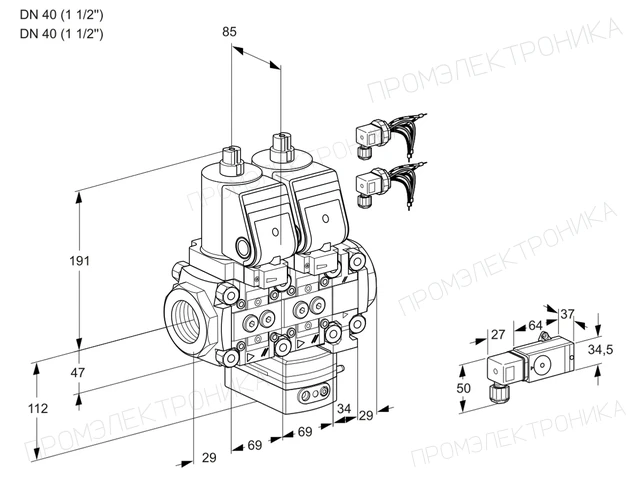 Kromschroder VCG 2E40R/40R05NGNVWSR8/2-PP/PPPP — двойной электромагнитный газовый клапан — 88106511