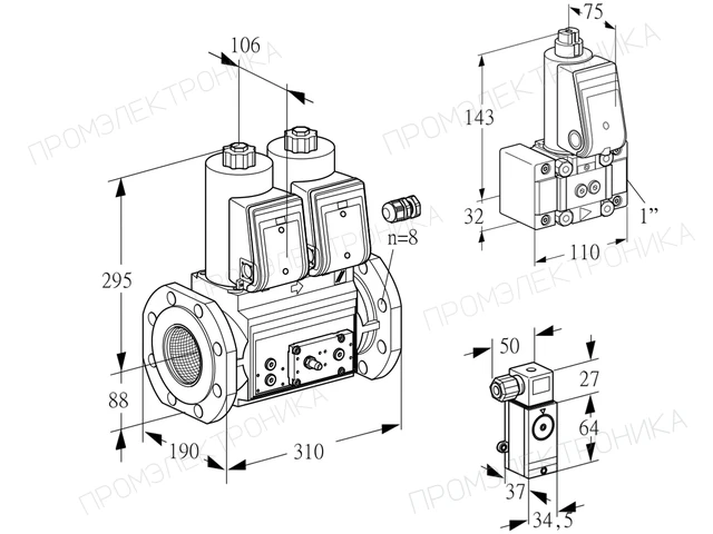 Kromschroder VCS 780F05NNWR3E/4-MP/P3Z- — двойной электромагнитный газовый клапан — 88207731