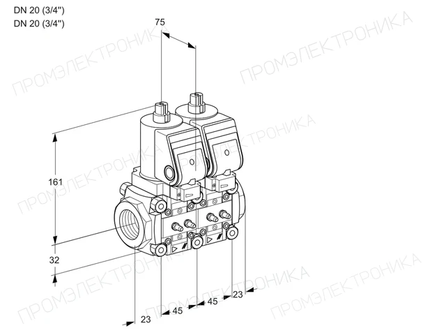 Kromschroder VCS 1T20N/20N05NNQSR/MMMM/PPPP — двойной электромагнитный газовый клапан — 88106371