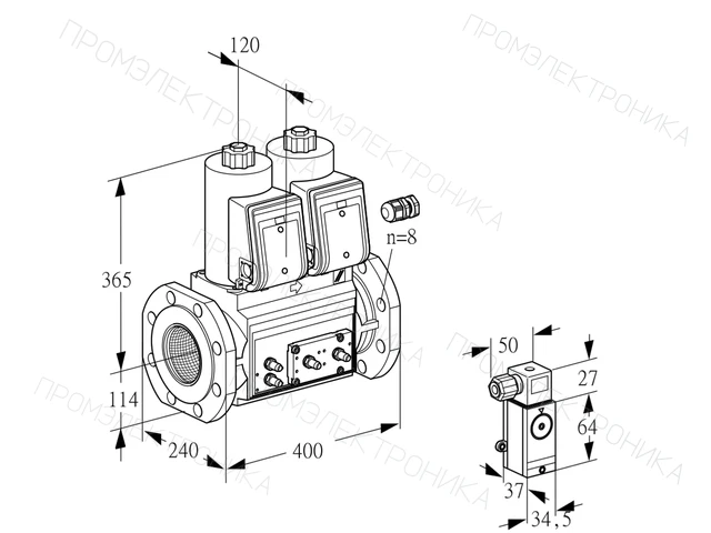 Kromschroder VCS 9125F05NNAR3E/MMMM/P3EP — двойной электромагнитный газовый клапан — 88205169