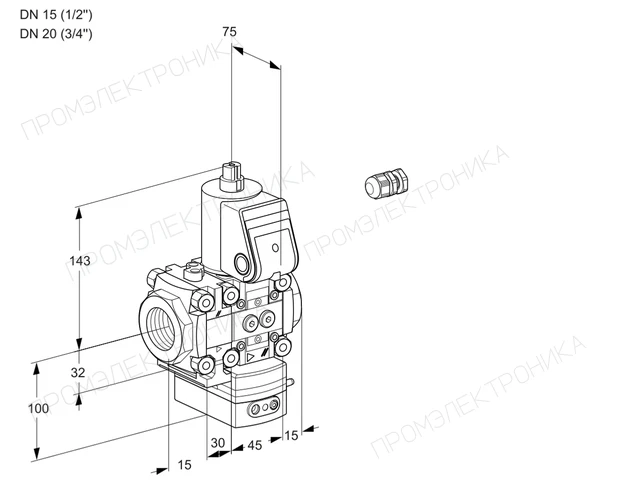 Kromschroder VAH 1E15R/20R05FHEWR/PP/PP — регулятор расхода газа — 88102317