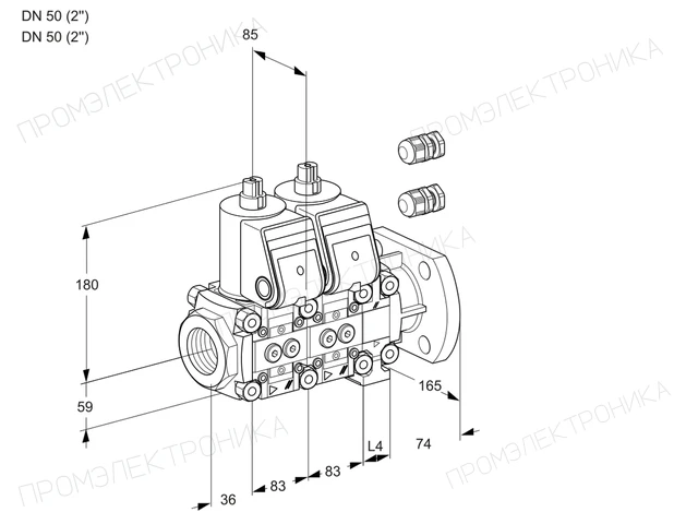 Kromschroder VCS 3E50R/50F05NNVWR3/PPPP/PPPP — двойной электромагнитный газовый клапан — 88106281