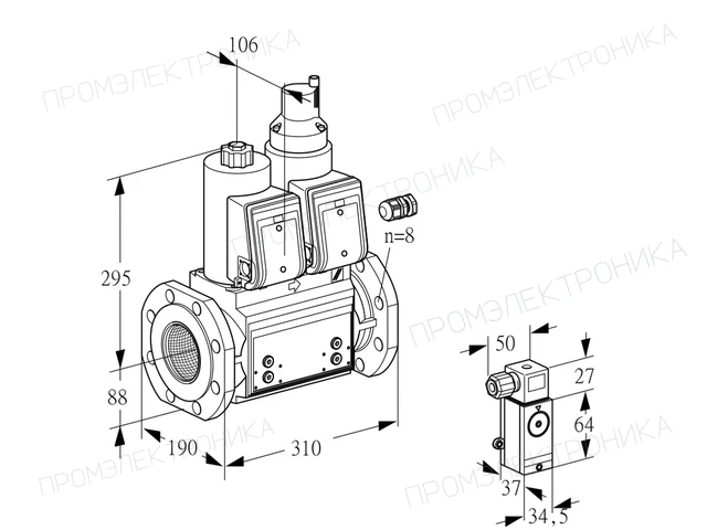 Kromschroder VCS 780F05NLWR3B/2-PP/PPPP — двойной электромагнитный газовый клапан — 88207722
