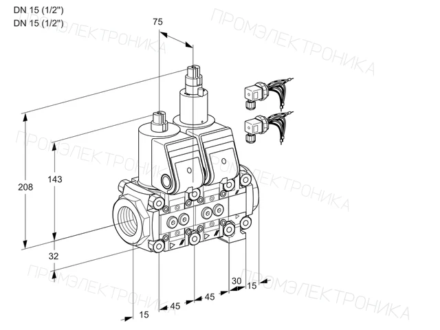 Kromschroder VCS 1E15R/15R05NLVQR6/PPPP/PPPP — двойной электромагнитный газовый клапан — 88104960