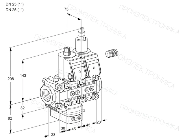 Kromschroder VCD 1E25R/25R05FD-100LWR/PPPP/PPPP — двойной электромагнитный газовый клапан — 88102701