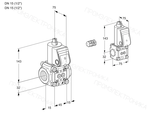 Kromschroder VAS 1E15R/15R05NWR/PP/BS — электромагнитный газовый клапан — 88103647