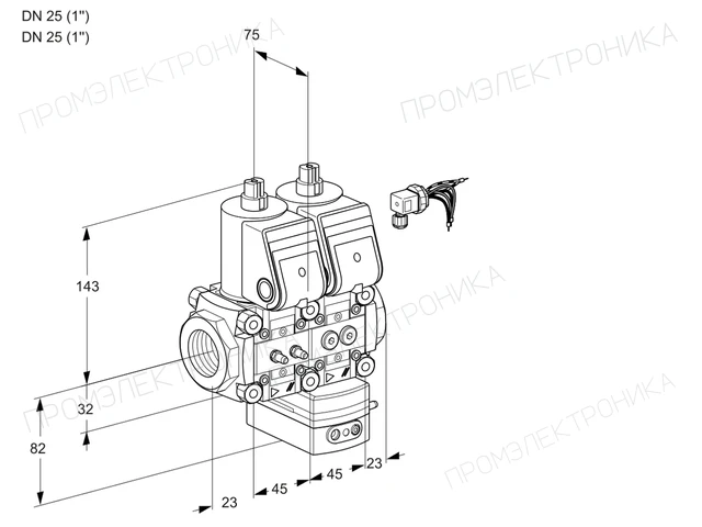 Kromschroder VCG 1E25R/25R05NGEWR/MMPP/PPPP — двойной электромагнитный газовый клапан — 88104604