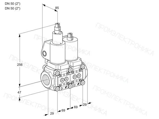 Kromschroder VCS 2T50N/50N05LNWSL/MMMM/PPPP — двойной электромагнитный газовый клапан — 88101060