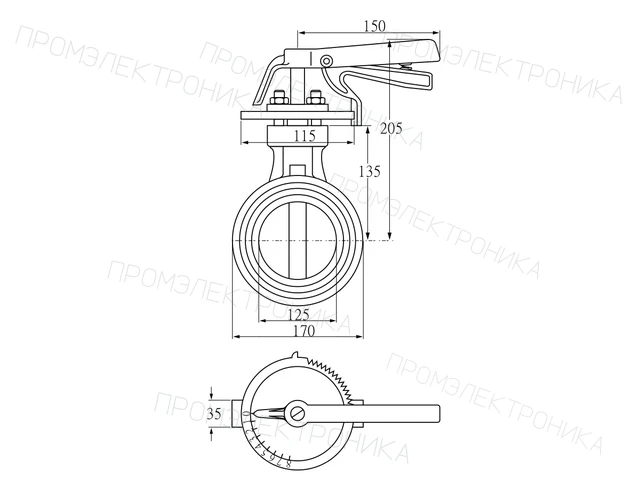 Kromschroder DKR 125Z03H100D — дисковая поворотная заслонка — 72702100