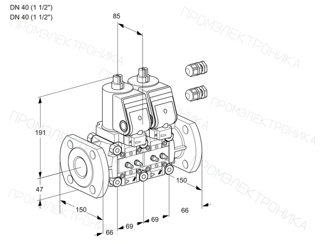 Kromschroder VCS 2E40F/40F05NNQSR3/MMMM/PPPP — двойной электромагнитный газовый клапан — 88105685