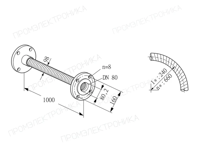 Kromschroder ES 80F1000 — гибкое соединение трубопровода — 03263088