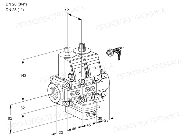 Kromschroder VCG 1E20R/25R05NGEVQR/PPPP/PPPP — двойной электромагнитный газовый клапан — 88104421