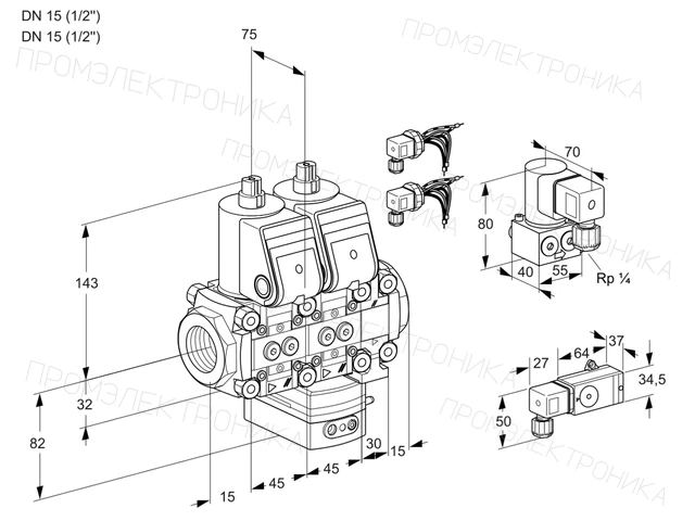 Kromschroder VCG 1E15R/15R05NGEVWR6/-3PP/PPZY — двойной электромагнитный газовый клапан — 88105319