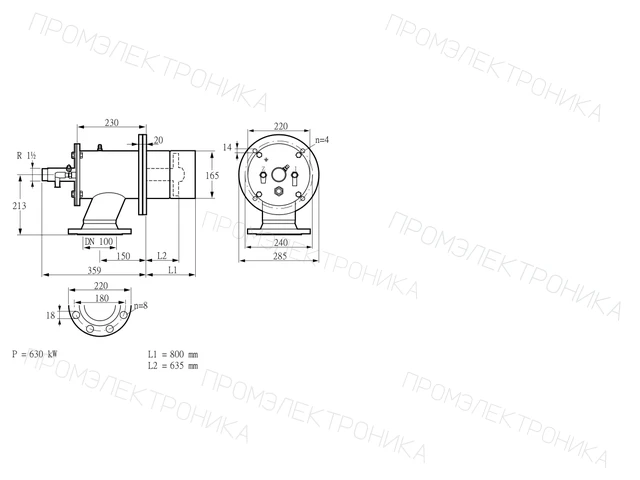 Kromschroder ZIO 165RB-800/635-(17)DB — промышленная газовая горелка — 84099997