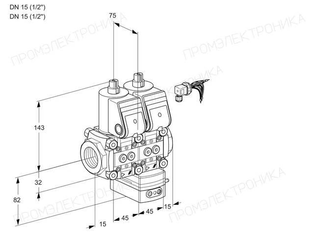 Kromschroder VCG 1E15R/15R05NGKWR/PPPP/PPPP — двойной электромагнитный газовый клапан — 88104392
