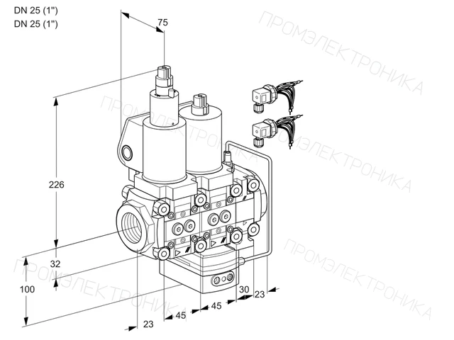 Kromschroder VCH 1E25R/25R05LHEVWSL8/PPPP/PPPP — двойной электромагнитный газовый клапан — 88102870