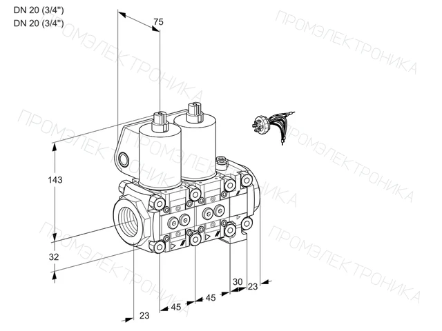 Kromschroder VCS 1E20R/20R05NNVWL/PPPP/PPPP — двойной электромагнитный газовый клапан — 88106748