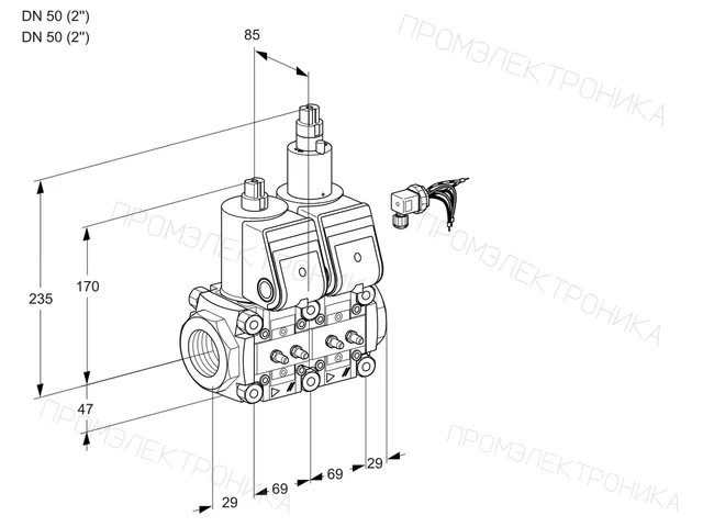 Kromschroder VCS 2E50R/50R05NLWR/MMMM/PPPP — двойной электромагнитный газовый клапан — 88104549