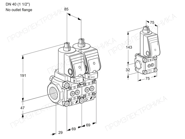 Kromschroder VCS 2T40N/--05NNQSR/PPPP/PPZS — двойной электромагнитный газовый клапан — 88102685